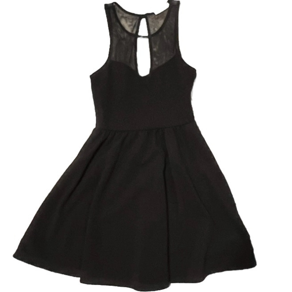 Lush Black Mesh Panel Cutout Back Mini Dress NWOT S - Picture 5 of 7